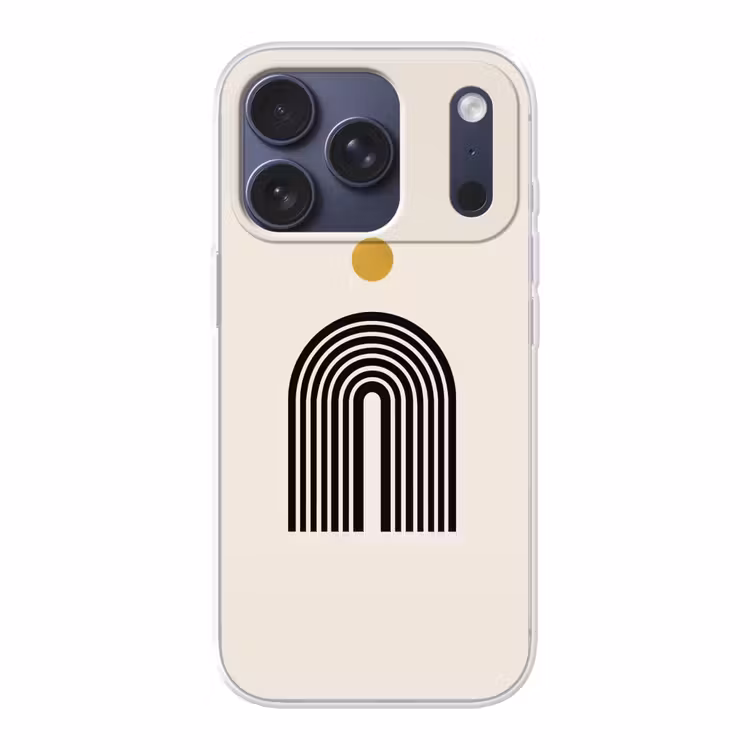 Minimalistisch - Zwarte boog - Gouden cirkel Telefoonhoesje iPhone 17 Pro klein -3d