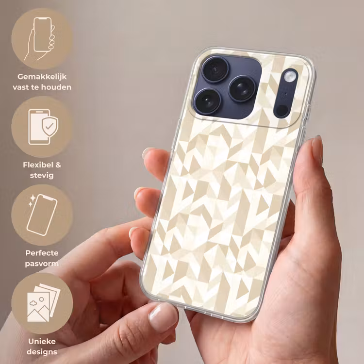 Modern - Abstract - Beige Telefoonhoesje iPhone 17 Pro klein 878 -sfeer3_NL