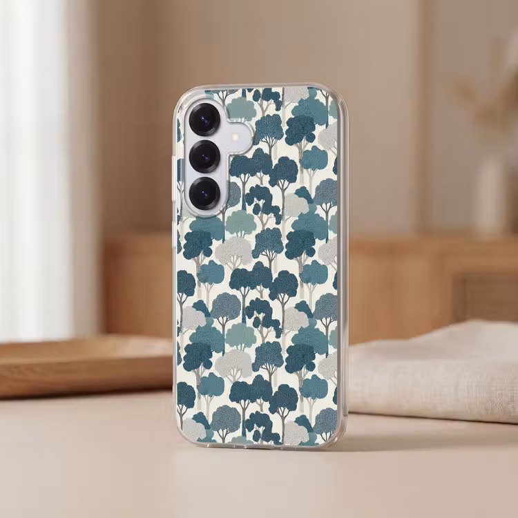Modern - Bomen - Bos - Patroon - Blauw Telefoonhoesje Samsung Galaxy S26 klein 975 -sfeer2