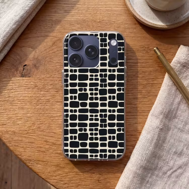 Modern - Organisch - Zwart Telefoonhoesje iPhone 17 Pro klein 878 -sfeer1