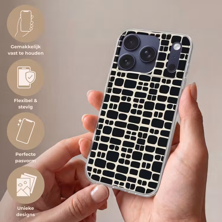 Modern - Organisch - Zwart Telefoonhoesje iPhone 17 Pro klein 878 -sfeer3_NL