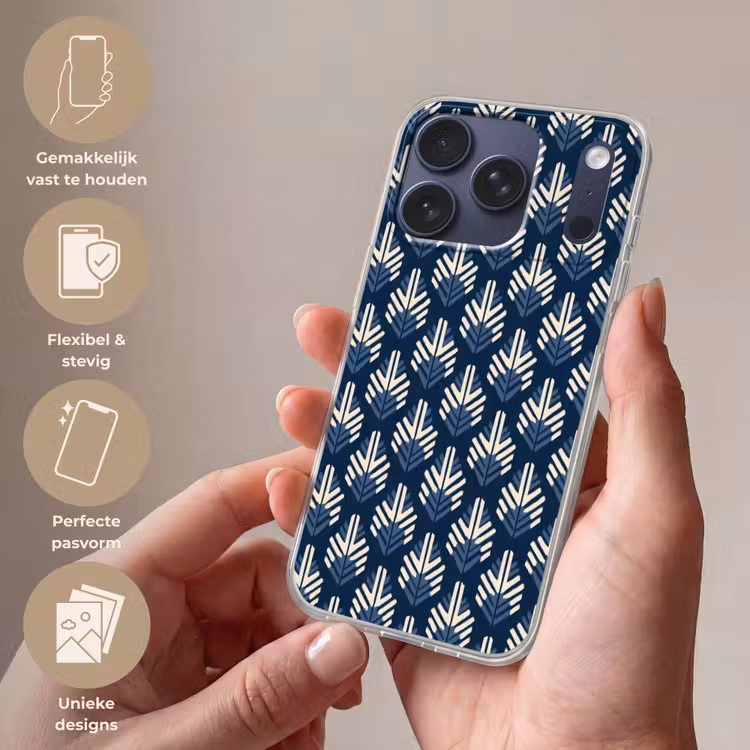 Modern - Patroon - Blauw Telefoonhoesje iPhone 17 Pro klein 878 -sfeer3_NL