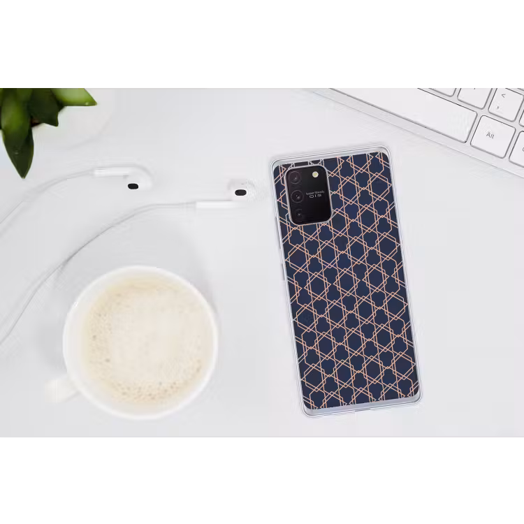 Modern - Patroon - Donkerblauw - Roze Telefoonhoesje Samsung Galaxy S10 Lite klein 364 -oordopS10Lite