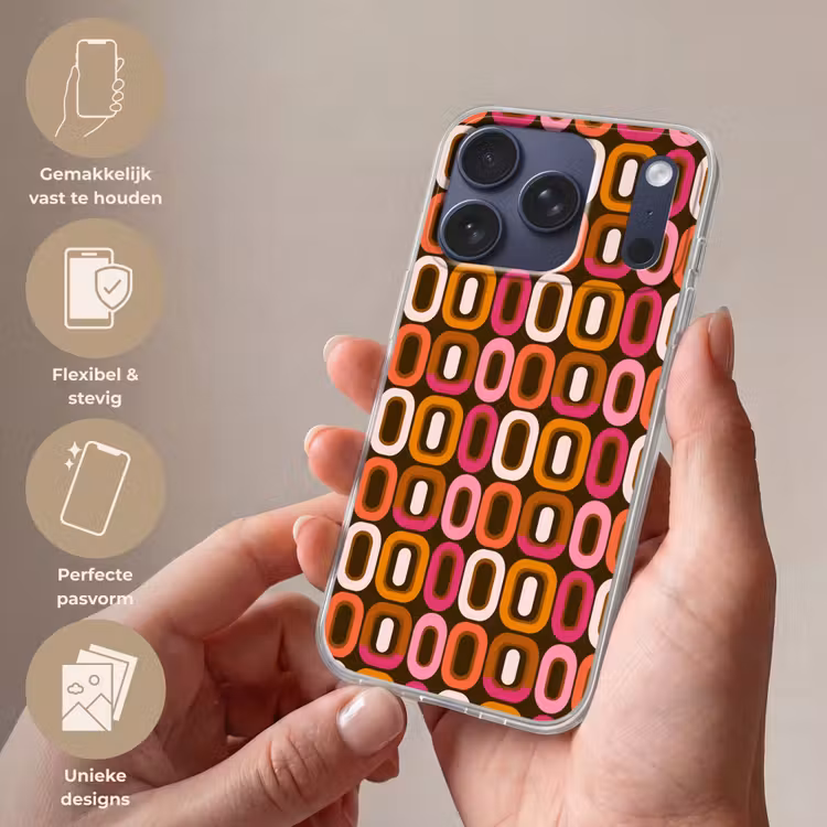 Modern - Retro - Kleurrijk Telefoonhoesje iPhone 17 Pro klein 878 -sfeer3_NL