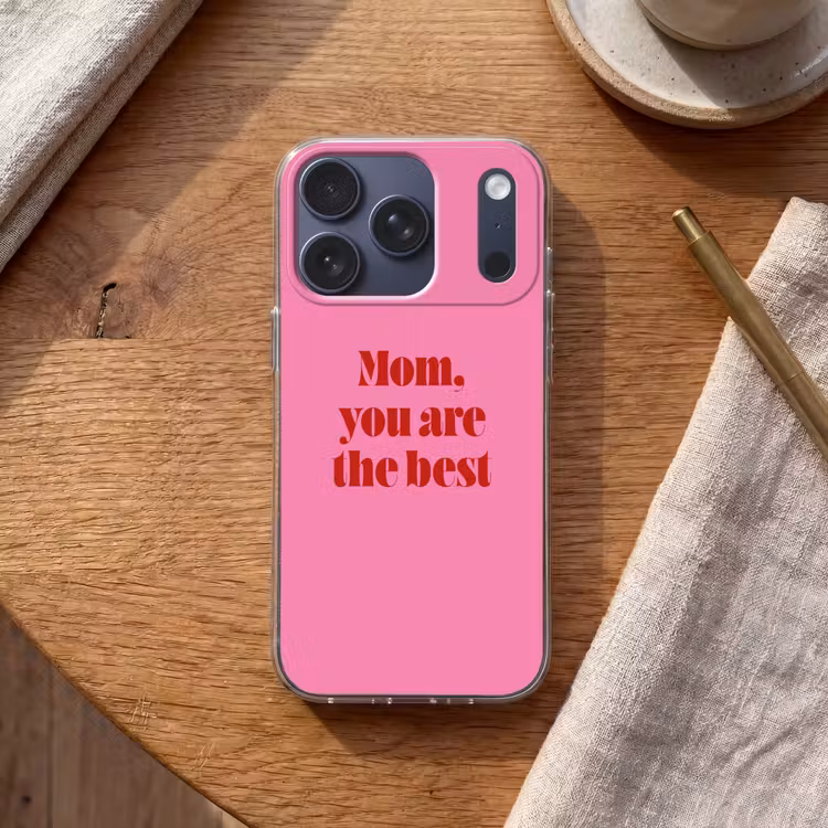 Moeder - Boodschap -Roze Telefoonhoesje iPhone 17 Pro klein -sfeer1