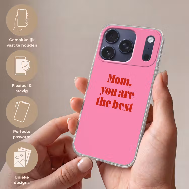 Moeder - Boodschap -Roze Telefoonhoesje iPhone 17 Pro klein -sfeer3_NL