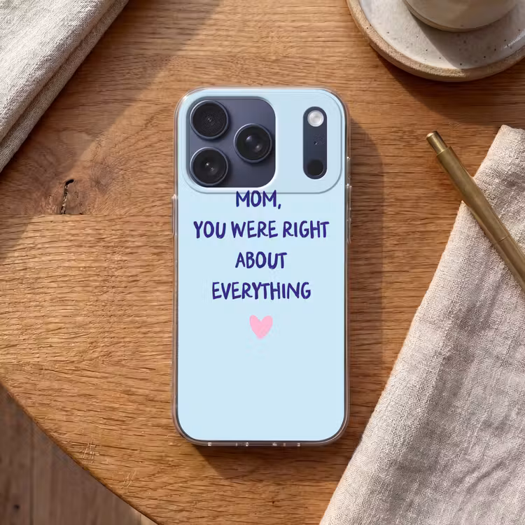 Moeder - Quote - Blauw Telefoonhoesje iPhone 17 Pro klein -sfeer1