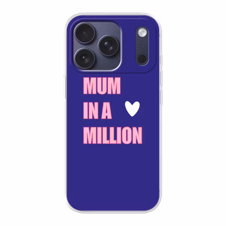 Moeder - Tekst - Blauw - Hartje Telefoonhoesje iPhone 17 Pro klein -3d
