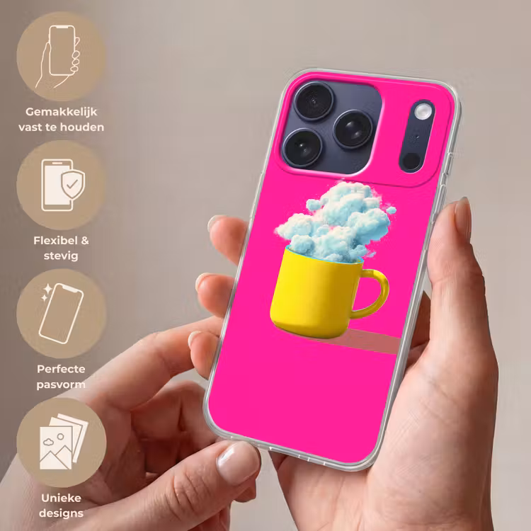Mok - Wolken - Roze - Minimalitisch Telefoonhoesje iPhone 17 Pro klein -sfeer3_NL