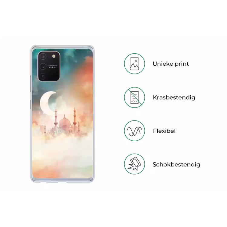 Moskee - Kleurrijke wolken - Arabisch - Ramadan - Islamitische Telefoonhoesje Samsung Galaxy S10 Lite klein -specsS10Lite