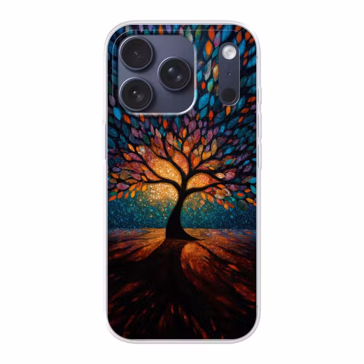 Mozaïek - Kleurrijk - Boom - Takken Telefoonhoesje iPhone 17 Pro klein -3d