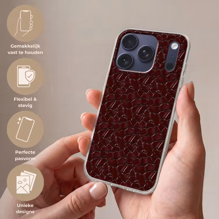 Mozaïek - Tegel - Bordeauxrood Telefoonhoesje iPhone 17 Pro klein 878 -sfeer3_NL