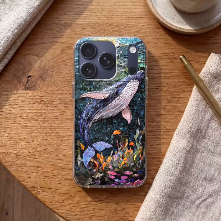 Mozaïek - Walvis - Koraal - Water Telefoonhoesje iPhone 17 Pro klein -sfeer1