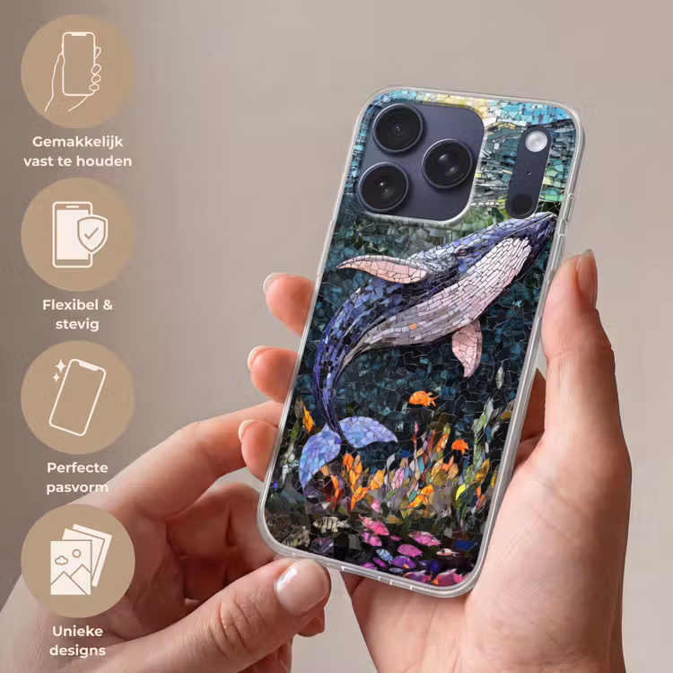 Mozaïek - Walvis - Koraal - Water Telefoonhoesje iPhone 17 Pro klein -sfeer3_NL