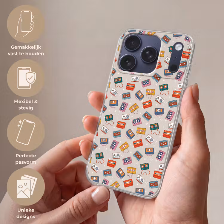Muziek - Cassette - Patroon Telefoonhoesje iPhone 17 Pro klein 878 -sfeer3_NL