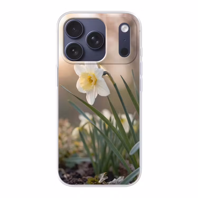 Narcis - Bloem - Minimalistisch Telefoonhoesje iPhone 17 Pro klein -3d