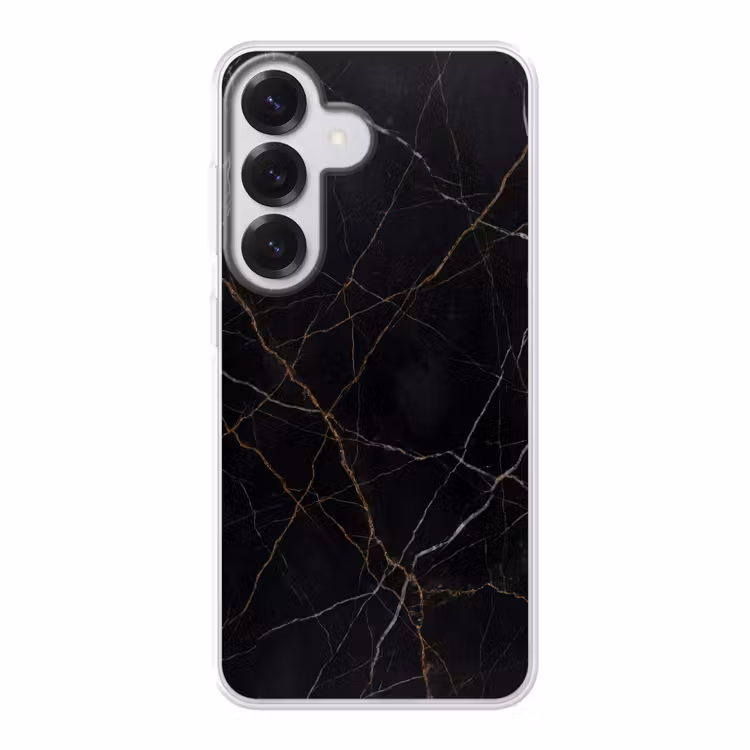 Natuursteen - Marmerpatroon - Abstract - Modern - Zwart - Goud Telefoonhoesje Samsung Galaxy S26 klein -3d