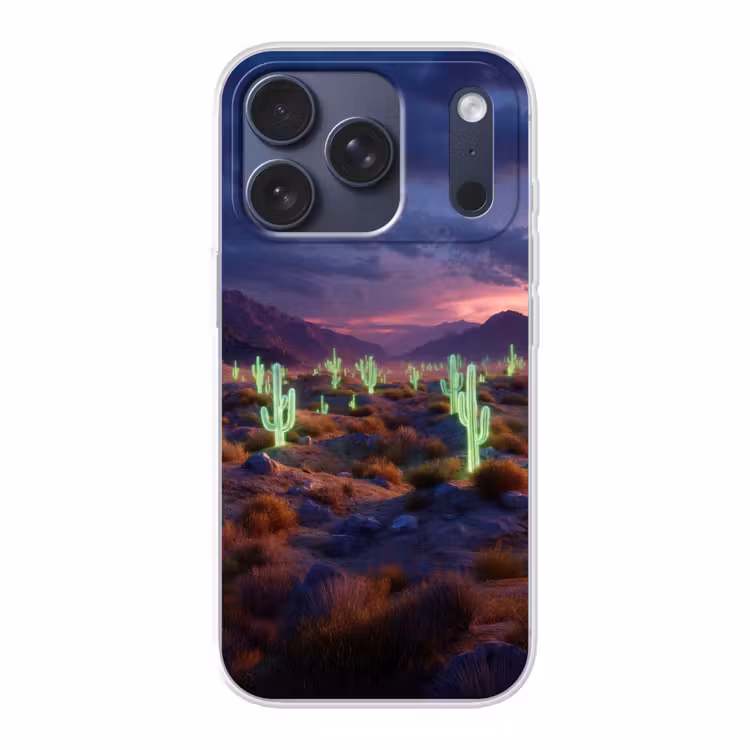 Neon cactussen - Woestijn - Zonsondergang Telefoonhoesje iPhone 17 Pro klein -3d