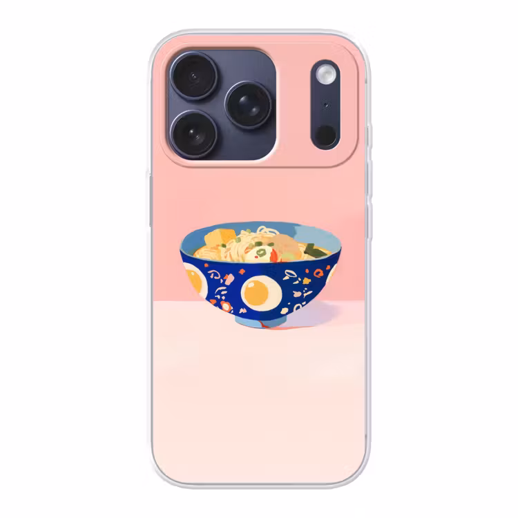 Noodles - Kom - Blauw - Illustratie Telefoonhoesje iPhone 17 Pro klein -3d