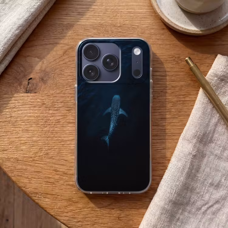 Oceaan - Walvishaai - Donkerblauw - Vlekken Telefoonhoesje iPhone 17 Pro klein -sfeer1