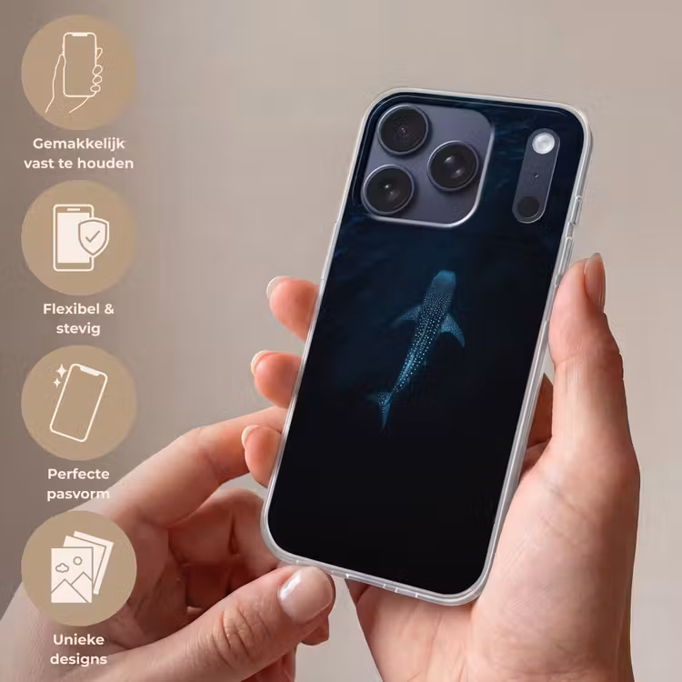 Oceaan - Walvishaai - Donkerblauw - Vlekken Telefoonhoesje iPhone 17 Pro klein -sfeer3_NL