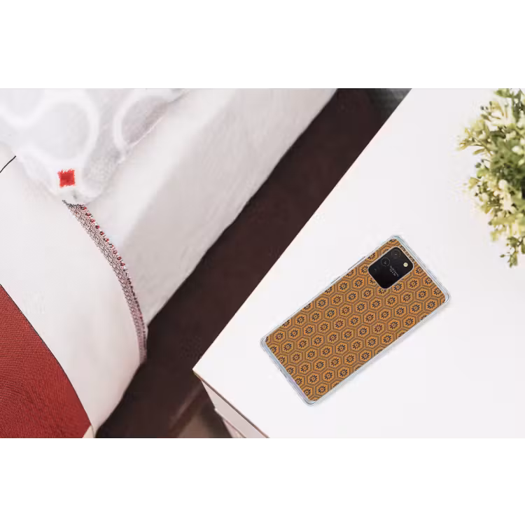 Okergeel - Patroon - Bloem - Donkerblauw Telefoonhoesje Samsung Galaxy S10 Lite klein 364 -kamerS10Lite