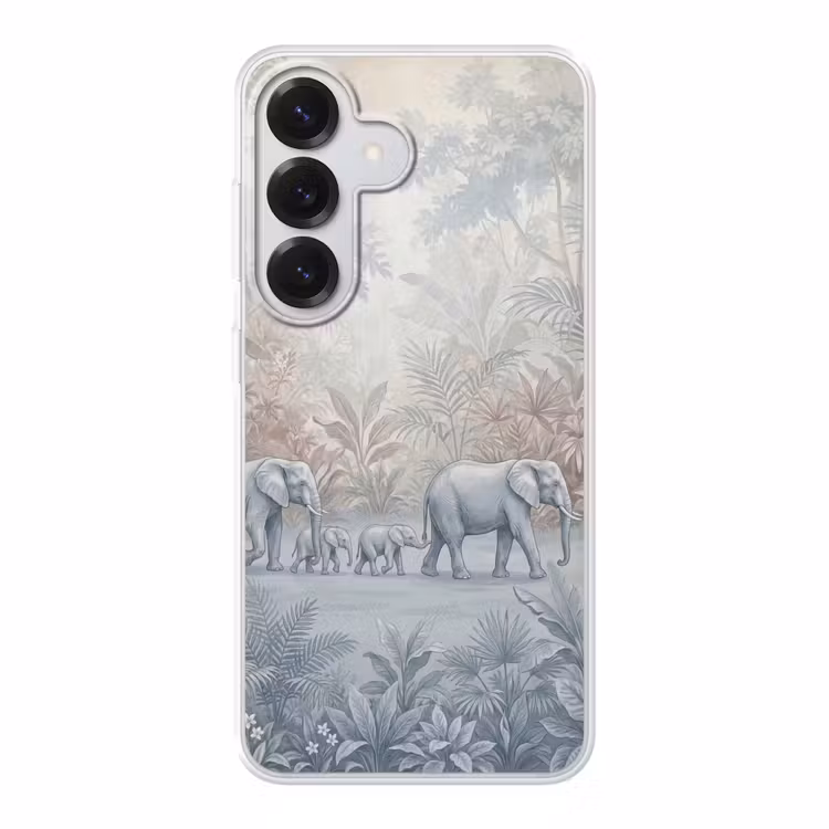 Olifant - Familie - Jungle - Illustratie - Grijs Telefoonhoesje Samsung Galaxy S26 klein -3d
