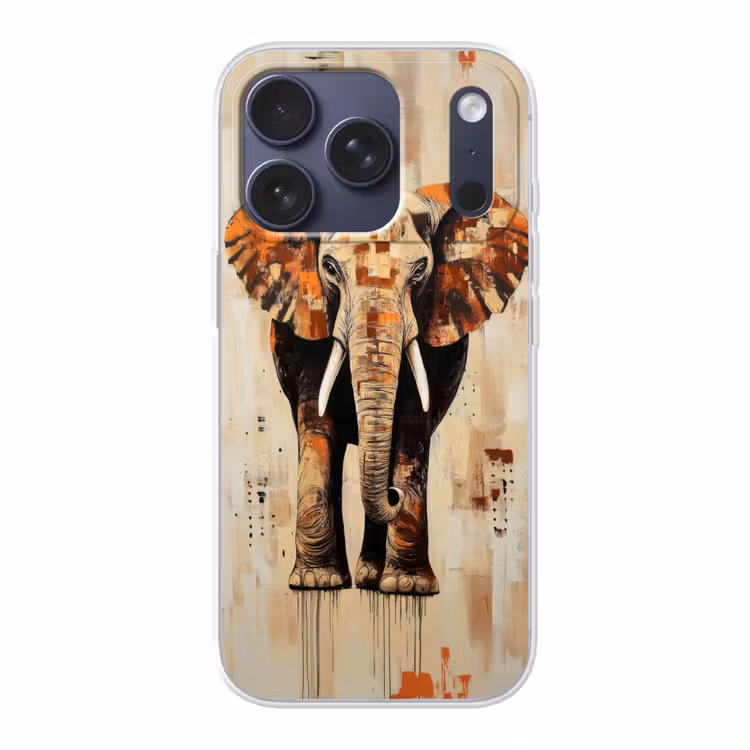 Olifant - Slurf - Mozaïek - Abstract Telefoonhoesje iPhone 17 Pro klein -3d
