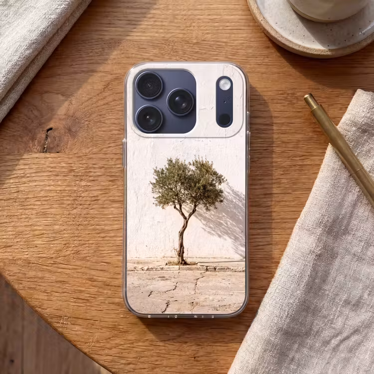 Telefoonhoesje - Olijfboom - muur - wit - Olijfboom - muur - wit Telefoonhoesje iPhone 17 Pro klein