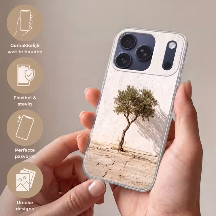 Telefoonhoesje - Olijfboom - muur - wit - Olijfboom - muur - wit Telefoonhoesje iPhone 17 Pro klein