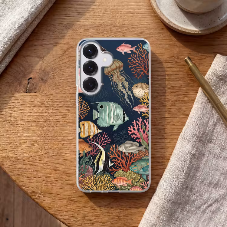Onderwaterwereld - Vissen - Koraal - Illustratie - Kleurrijk Telefoonhoesje Samsung Galaxy S26 klein -sfeer1