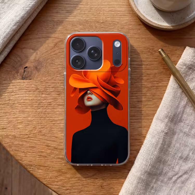 Oranje - Hoed - Vrouw Telefoonhoesje iPhone 17 Pro klein -sfeer1