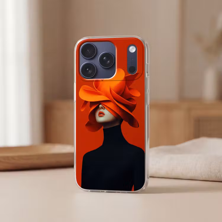 Oranje - Hoed - Vrouw Telefoonhoesje iPhone 17 Pro klein -sfeer2