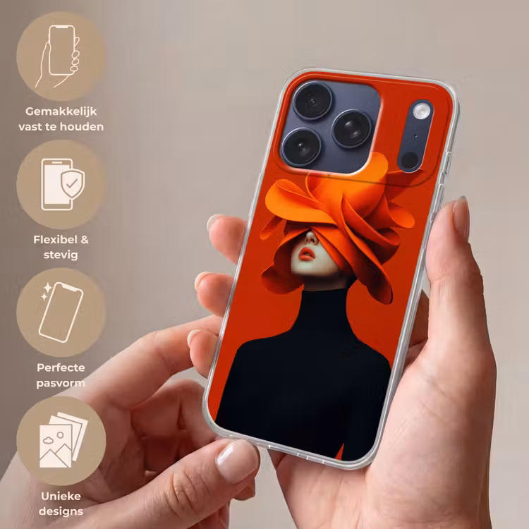 Oranje - Hoed - Vrouw Telefoonhoesje iPhone 17 Pro klein -sfeer3_NL
