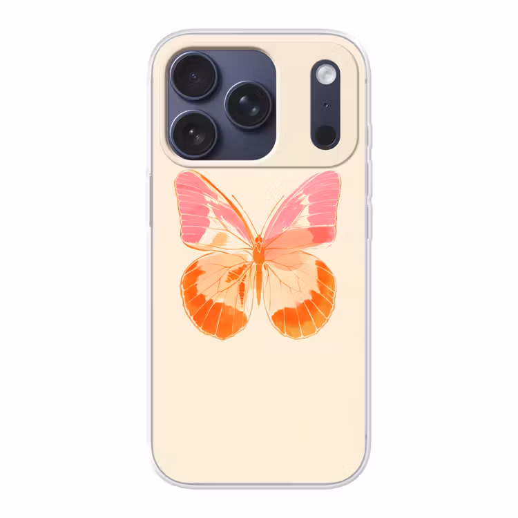 Oranje - Vlinder - Minimalistisch Telefoonhoesje iPhone 17 Pro klein -3d