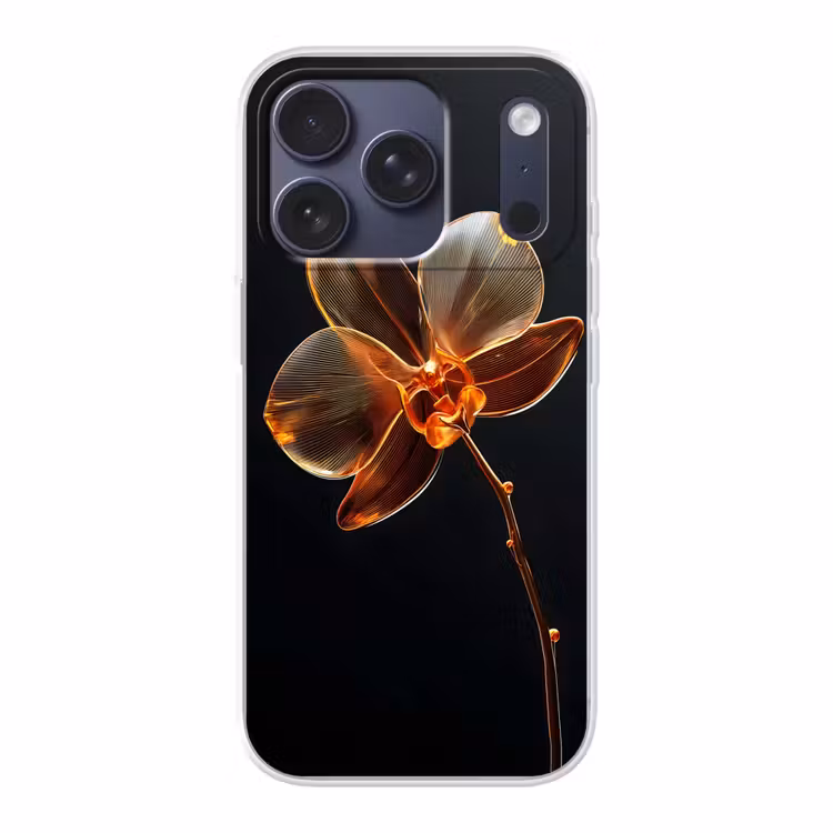 Orchidee - Doorzichtig - Bloem Telefoonhoesje iPhone 17 Pro klein -3d