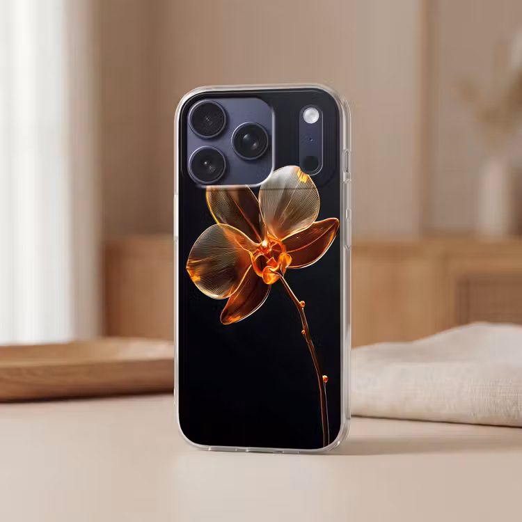 Orchidee - Doorzichtig - Bloem Telefoonhoesje iPhone 17 Pro klein -sfeer2