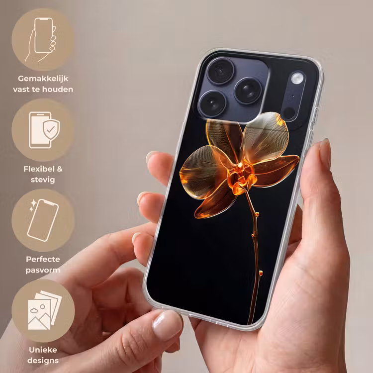 Orchidee - Doorzichtig - Bloem Telefoonhoesje iPhone 17 Pro klein -sfeer3_NL