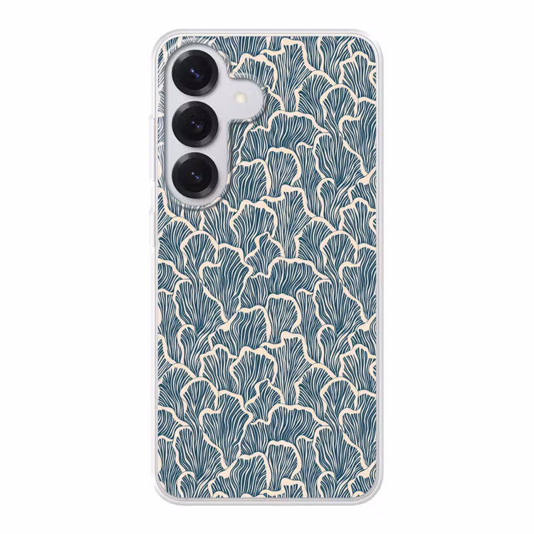 Organisch - Blauw - Crème - Schelpen Telefoonhoesje Samsung Galaxy S26 klein 975 -3d