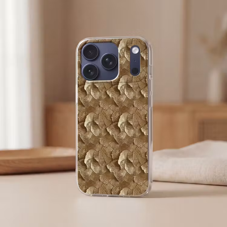 Organisch - Patroon - Bladeren - Goud Telefoonhoesje iPhone 17 Pro klein 878 -sfeer2