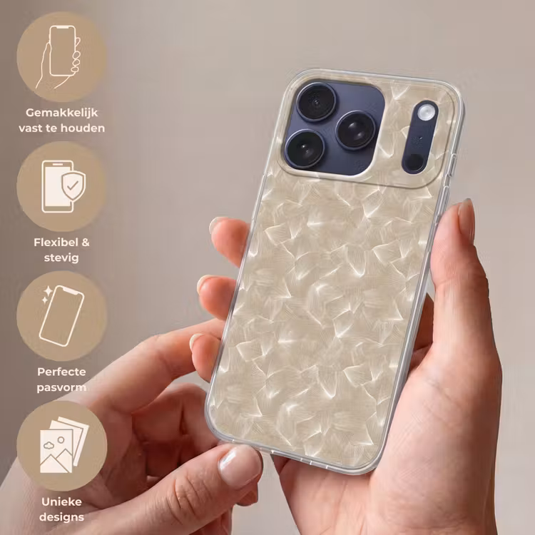 Organisch - Textuur - Beige Telefoonhoesje iPhone 17 Pro klein 878 -sfeer3_NL