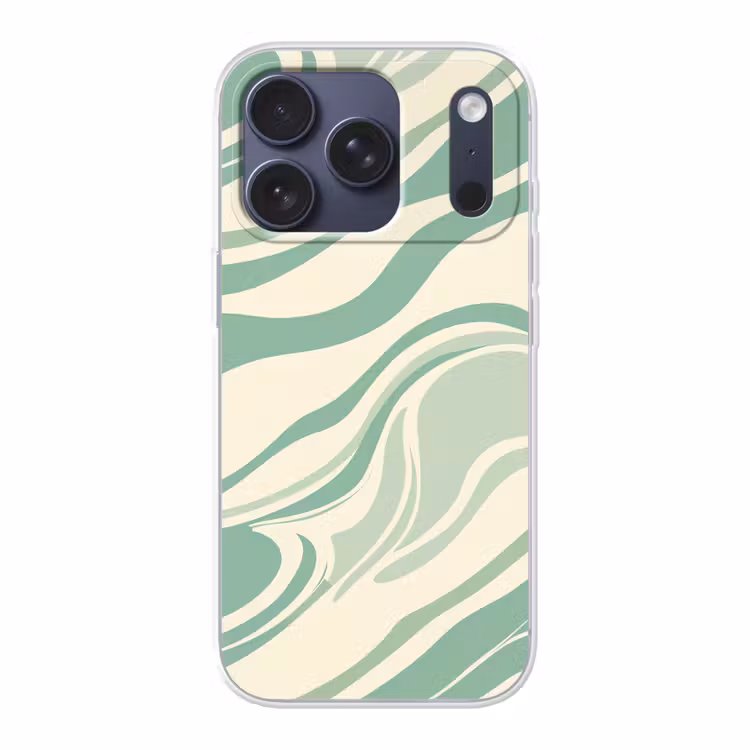 Organische lijnen - Mintgroen - Marmer Telefoonhoesje iPhone 17 Pro klein -3d