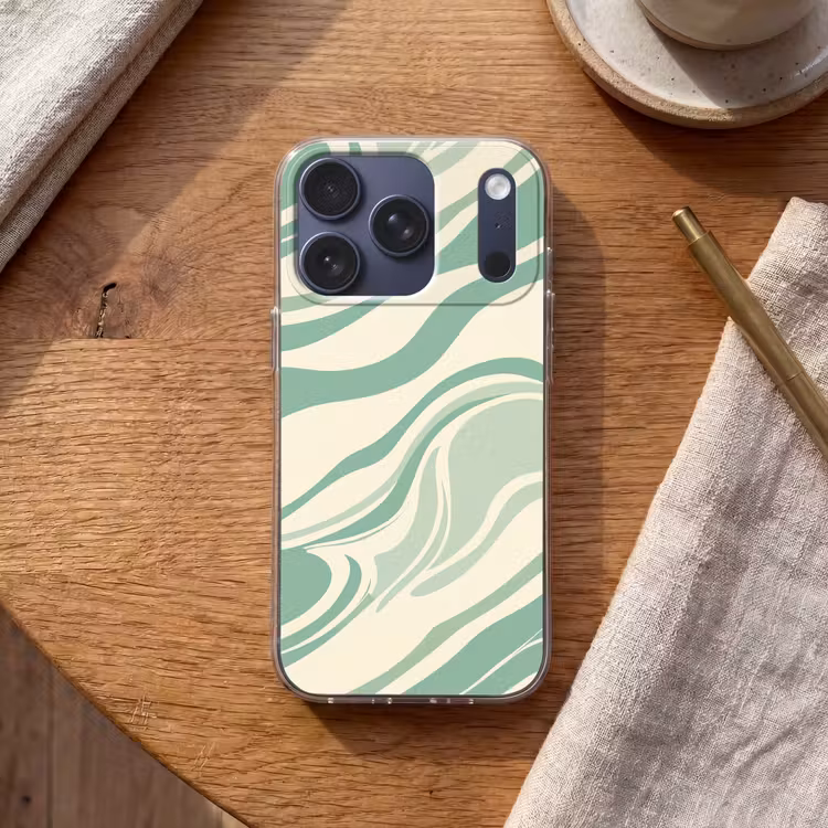Organische lijnen - Mintgroen - Marmer Telefoonhoesje iPhone 17 Pro klein -sfeer1