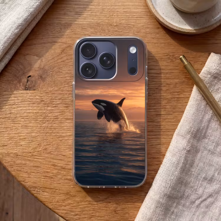 Orka - Zee - Zonsondergang Telefoonhoesje iPhone 17 Pro klein -sfeer1