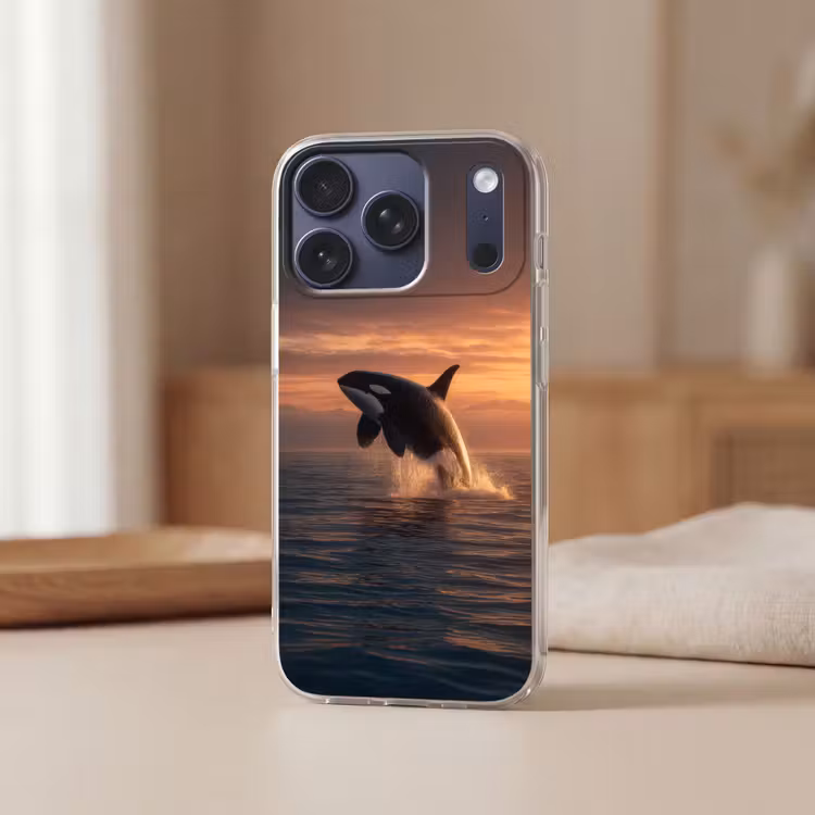 Orka - Zee - Zonsondergang Telefoonhoesje iPhone 17 Pro klein -sfeer2