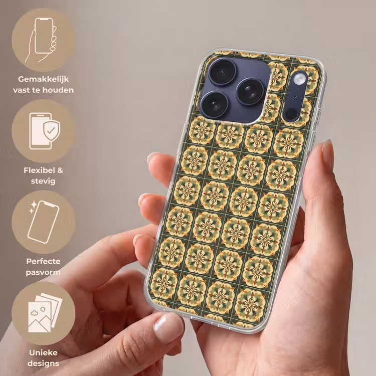 Ornament - Patroon - Groen Telefoonhoesje iPhone 17 Pro klein 878 -sfeer3_NL