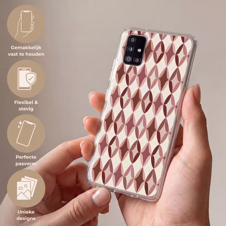Ovaal - Textuur - Roze Telefoonhoesje Samsung Galaxy A51 5G klein 373 -sfeer3_NL