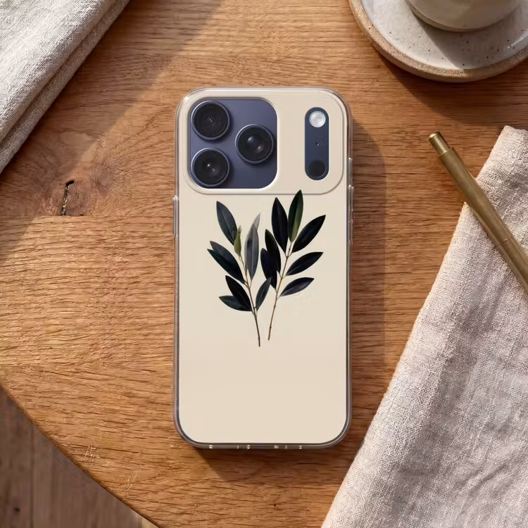 Ovaalvormige bladeren - Diep groen - Symmetrisch Telefoonhoesje iPhone 17 Pro klein -sfeer1