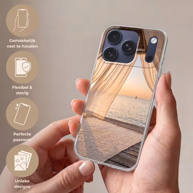 Overkapping - Zee - Zonsondergang - Vakantie - Rust Telefoonhoesje iPhone 17 Pro klein -sfeer3_NL