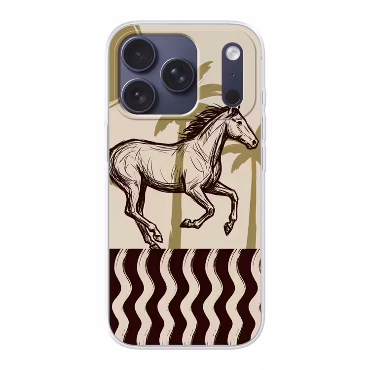 Paard - Galopperend - Woestijn - Illustratie Telefoonhoesje iPhone 17 Pro klein -3d